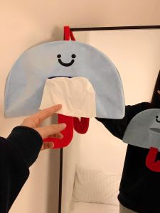 กล่องสำหรับใส่กระดาษเช็ดหน้ารูปมุ้งพับได้สุดน่ารัก กระดาษเช็ดหน้าผูกผ้าฝ้ายแบบติดผนังสำหรับห้องน้ำ ห้องนอน ห้องนั่งเล่น