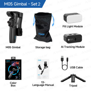 AXNEN | 3-Axis AI Face Tracking Handheld Gimbal Stabilizer Built-in Telescopic Rod for Smartphone for iPhone Android Anti-Shake Shooting