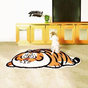 VIKAMA Hoạt Hình Hổ Nằm Thảm Tắm Mềm Mại Hút Nước Chống Trơn Trượt Thảm Trải Sàn Cho Phòng Tắm Tắm Lối Vào Hiện Đại Trang Trí Nhà Cửa