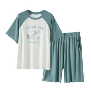 Lightweight Short Sleeve Modal Childrens Sleepwear Set Air Conditioning Home Clothes for Boys Comfortable Breathable Summer Pajamas