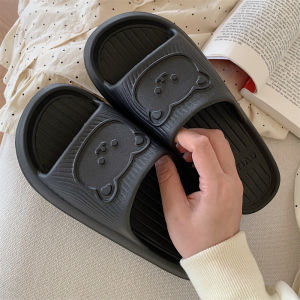 Cute Bear Slippers Indoor Home EVA Anti-Slip Couples Summer Flat Sandals Men Women Cartoon Style Slip-On Home Shoes