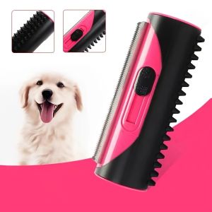 PetPro 2-in-1 Stainless Steel Dog Brush - Medium to Large Breeds Fine Tooth Uncharged Hair Remover