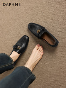Daphne | Black Womens Autumn Winter Commuter Platform Camellia Loafers