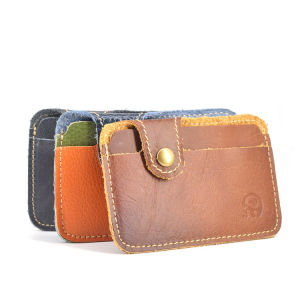 High Quality Soft Cowhide Leather Slim Credit Card Holder Handmade Small Wallet Thin Mens and Women Bus Subway Access Cards Cases