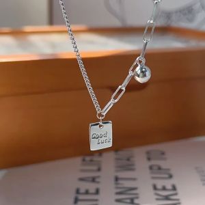 Vòng Cổ Dây Chuyền Nữ Good Luck Chúc May Mắn Gắn Charm Bi Hợp Kim 2 Kiểu Dây Độc Đáo Thời Trang Màu Bạc Sang Chảnh Cá Tính VC-130