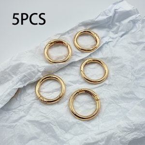 5 Pcs (32 mm) Spring-Loaded Metal O-Rings Round Spring Clamps Ideal for Wallet Car & Pet Keychains Lanyards and DIY Craft