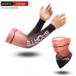 2Pcs Set Ice Silk Sun UV Protection Long Gloves Arm Sleeves Hand Protector Cover for Outdoor Sports Cycling Cool Arm Protection