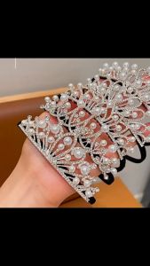 F4 Mahkota Wisuda Prewedding Pagar Ayu Bando Pengantin Elegant Pearl Tiara Bridal Crown PBW002