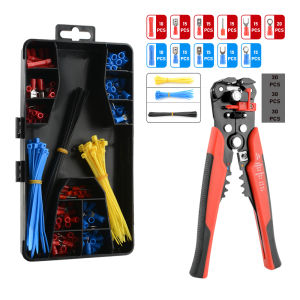 260PCS Wire Stripper Kit -Automatic Wire Stripping Tool for AWG 24-10 Cables with Insulated Terminals Self Adjusting