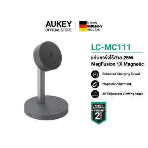 [รองรับ Qi 2.2] AUKEY MagFusion Qi 2.2 Wireless Charging Station แท่นชาร์จไร้สาย Qi2.2 25W ดีไซน์พรีเมียม ปรับมุมได้ พร้อมแม่เหล็กแรงสูง แท่นชาร์จ MagSafe แท่นชาร์จ iPhone 25W ชาร์จเสถียรไม่สะดุด รุ่น  LC-MC111