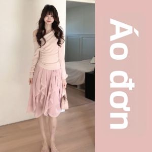NIUVIES | Đầm Một Bờ Vai Màu Hồng Cho Người Thấp
