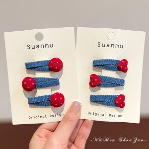 Childrens Denim Fabric Hair Clips Polka Dot Baby Girl Side Hair Accessories Hairband Front Bangs Clip Sweet Style Hair Accessories