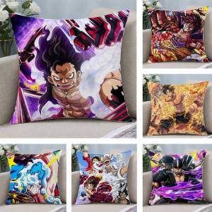 Bandai | One Piece Grand Line Journey Anime Plush Pillow Cover Soft Short Plush Cushion Cover For Sofa Bedroom Home Decor Gift Decoration