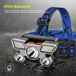 Senter Kepala Mini 5 LED 30W + 10W / Headlamp USB Rechargeable / Senter Kepala Cas