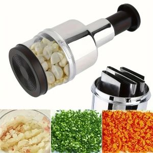Máy Xay Tỏi Bằng Tay Kiểu Đứng Thân Thiện Với Môi Trường Dụng Cụ Nhà Bếp Thủ Công Kèm Hộp Đựng Rau Củ Hạt Hành Tây
