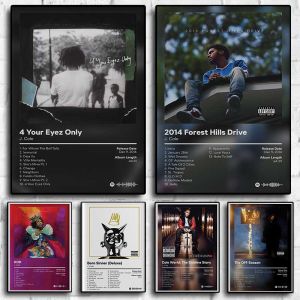 Pop Music Album Cover The Off-Season J.Cole World Poster Set Rapper Hip Hop 2014 Your Eyez Only Canvas Print Wall Art Room Decor