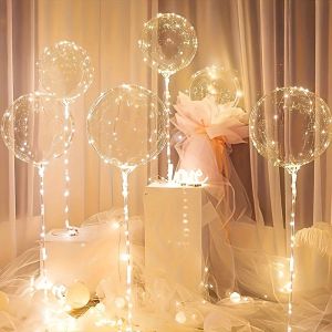6 Led Luminous Transparent Balloons for Weddings Birthdays Bachelor Party (Battery Not Included) Valentines Day Anniversary