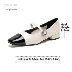 Josiny | White Slip-on Pumps French Style Water-drill Decorated Single Shoes