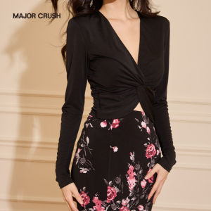 French Twist Top Rose Print Mermaid Skirt Fashion Outfit