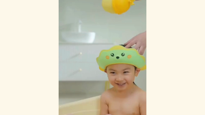 หมวกอาบน้ำเด็ก ซิลิโคนกันน้ำ แบบปรับสาย กันแชมพูเข้าตา อุปกรณ์อาบน้ำเด็กยน่ารัก ลายน่ารัก