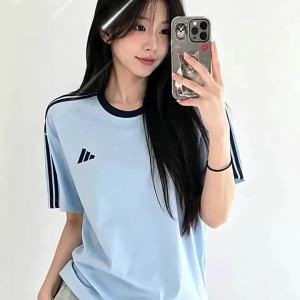adidas | Áo Thun Mùa Hè Phong Cách Băng Cotton