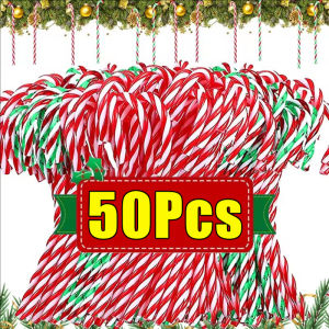 20/50pcs Christmas Candy Canes / Acrylic Twisted Candy Cane Hanging Ornaments / New Year Party Kids Toy Gifts / Christmas Home Decoration