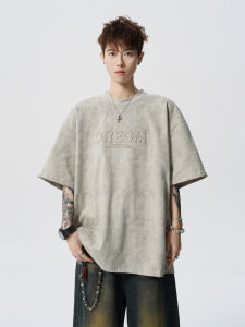 WUKONGYOUHUO | Vintage Tie Dye Embossed Letter Short Sleeve T-shirt