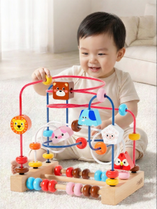 XIAOWANDOU | Montessori Wooden Educational Beading Toy for Babies 6+ Months