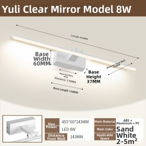 NVC | Drill-free Bathroom Wall Light Warm White Makeup Mirror Front Light