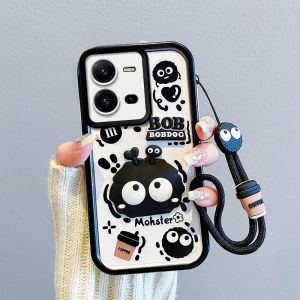 เคสโทรศัพท์มือถือแบบนิ่ม Silicone ป้องกันการตกหล่นสำหรับ Vivo V25 ลายการ์ตูนน่ารัก สายรัดมือ ดีไซน์น่ารัก สำหรับผู้หญิง