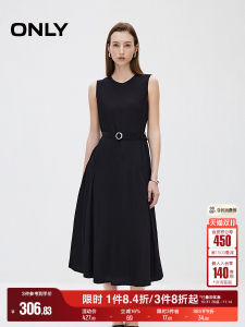 Elegant Commuter Style Midi Dress Womens Sleeveless Black Dress High Waist A-Line Skirt Only2025 Autumn New Arrival