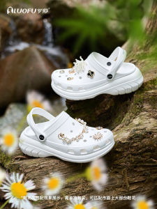 Luofu Womens Thick Bottom Heightening Casual Outdoor Clog Shoes Anti-slip Cloud Shoes Four Seasons Trendy Hole Shoe Design