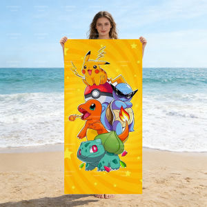 1PC Pokemon Starters Beach Towel Pikachu Charmander Squirtle Bulbasaur Print Microfiber Quick Dry Bath Towel for Pool Beach
