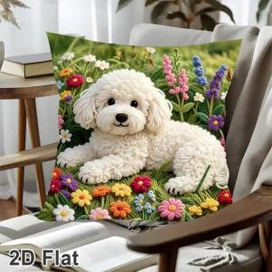 Hoa Họa Tiết Chó Polyester Áo Gối Ghế Sofa Phòng Khách Vỏ Sofa Mùa Xuân Trang Trí Nhà Họa Tiết Hoa Người Yêu Chó Gối