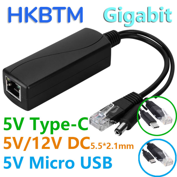 ตัวแยกสัญญาณ Hkbtm Gigabit Poe ไมโคร Usbtype Cdc ไฟผ่านอีเธอร์เน็ตสำหรับกล้อง Ipraspep 