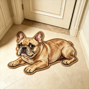 VIKAMA Cartoon Bulldog Special-Shaped Carpet Soft Non-Slip Entrance Porch Door Mat Living Room Bedroom Floor Mat Home Decoration