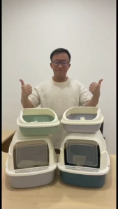 Fully Covered Big Cat Litter Box - tandas pasir kucing bekas Kitty Splash-proof Toilet Indoor Cleaning Sand