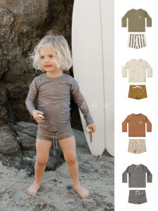 New Style RC Baby Boys Swimwear Long Sleeve Separate Swimsuit Quick Dry Boys Swimming Costume Polyester Spandex Blend
