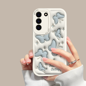 Creative Butterfly Galaxy S22/S23/S24 Ultra Protective Case for Samsung S25 Womens Full Cover Silicone Anti-Fall Simple Design