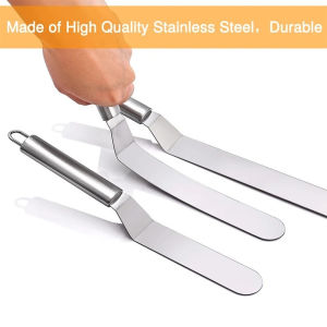 2Pcs Professional Offset Spatula Set Stainless Steel Cake Icing Spatula Angled Buttercream Knife Cake Decorating Tools Baking