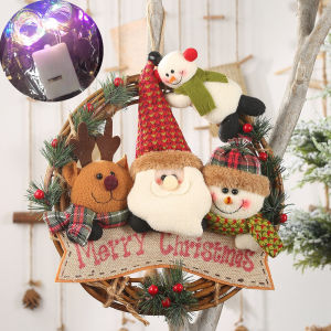 Christmas Decorative Willow Branches Snowman Reindeer Door Hanging Living Room Decoration Christmas Tree Ornament Ring