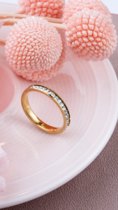 เพชรรอบวง แหวนคู่รัก สแตนเลส สีทอง สีเงิน