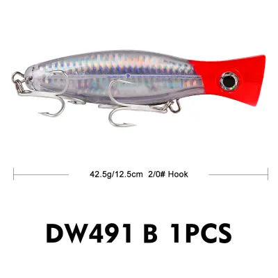 PROBEROS 1pc 13cm 43g Popper Fishing Lure Hard Artificial Bait with 2 Treble Hooks Carp Fishing Lures WobblerLuya Bait
