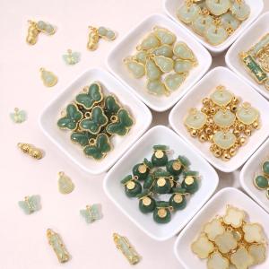 2Pcs Imitation Jade Alloy Charms New Chinese Style Beads for DIY Sewing Bag Clothing Garment Decoration Pendants Accessories