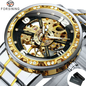 Forsining | Forsining Retro Mens Watches Top Brand Luxury Gold Skeleton Mechanical Watch for Men Stainless Steel Strap Luminous Hands Clock