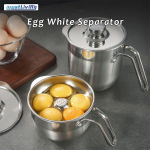 JustLiving 304 Stainless Steel Egg White Separator Egg Separator Egg Yolk White Divider 1500ML Automatic Separating Baking Tools Egg Sieve - Easily Separate Egg Yolks for Healthy Cooking and Baking