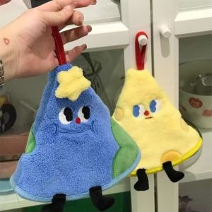 Absorbent Quick-Drying Coral Fleece Hand Towel Cute Hanging Kitchen Bathroom Childrens Handwashing Towel Household Cleaning Tool