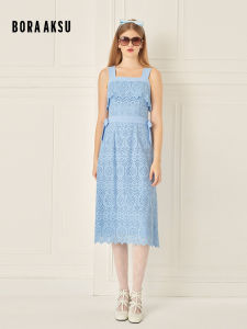 Bora Aksu London Fashion Week Sweet Lace Strapless Dress B1ECW63080 Elegant Natural Waist Gown for Ages 18-50 Summer Long Dress