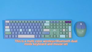 MIKUSO KB-C023 Colorful 2 Mode Full Size Slim Keyboard Mouse Set | Bluetooth Wireless Membrane Keybord Mice Combo PC