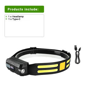COB LED Headlamp Induction Head Lamp Built-in Battery USB Rechargeable Head Flashlight Outdoor Camping Fishing Ski Headlight